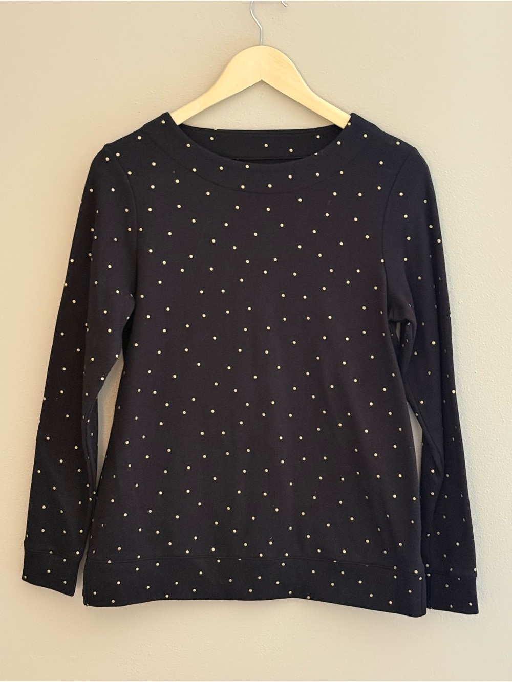 Croft & Barrow Long Sleeve Cotton Blend PulloverTop Black Gold Size Small